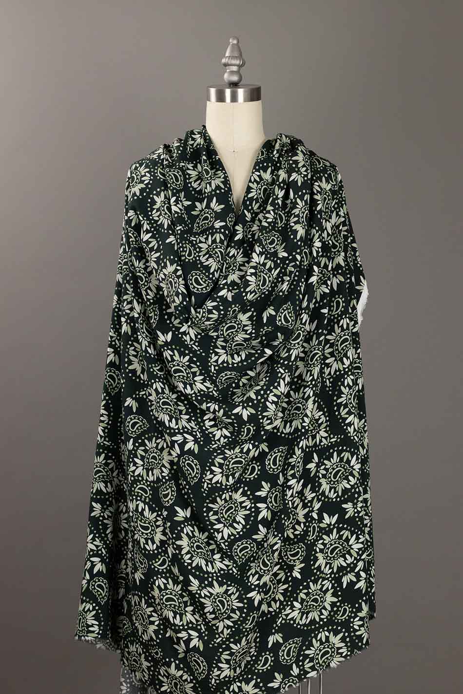 100% Rayon Challis - Loose Paisley in Monochrome